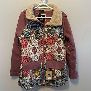 Burton Prowess Ladies Jacket Cheetah Floral Rose Brown size Small NWT